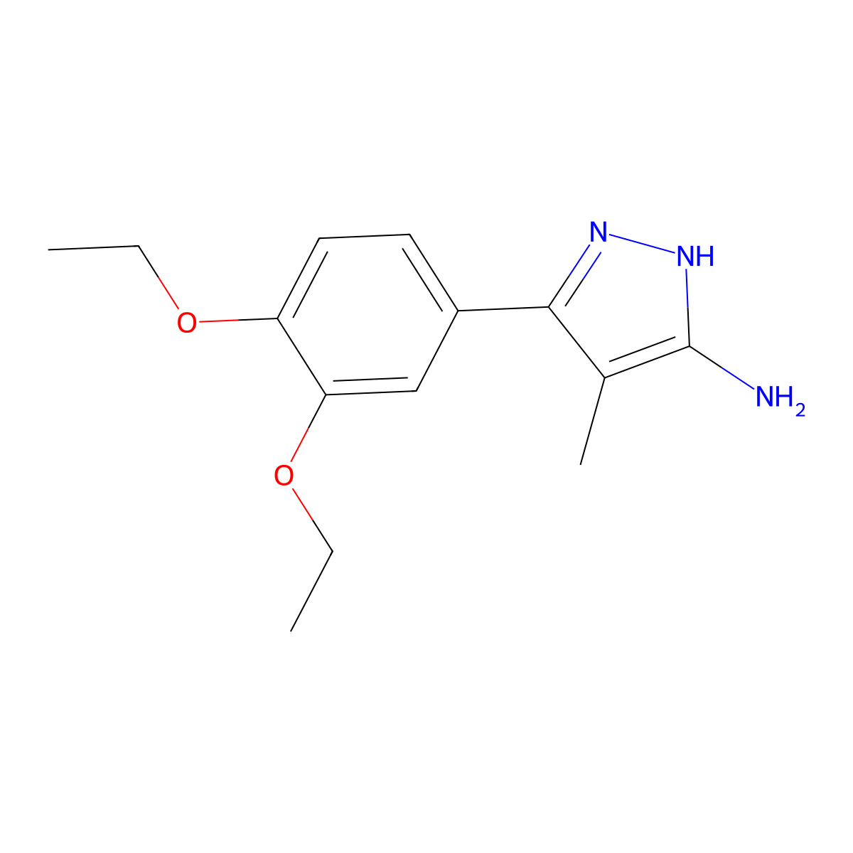 3-(3,4-diethoxyphenyl)-4-methyl-1H-pyrazol-5-amine molecular structure, CAS 1232838-56-0