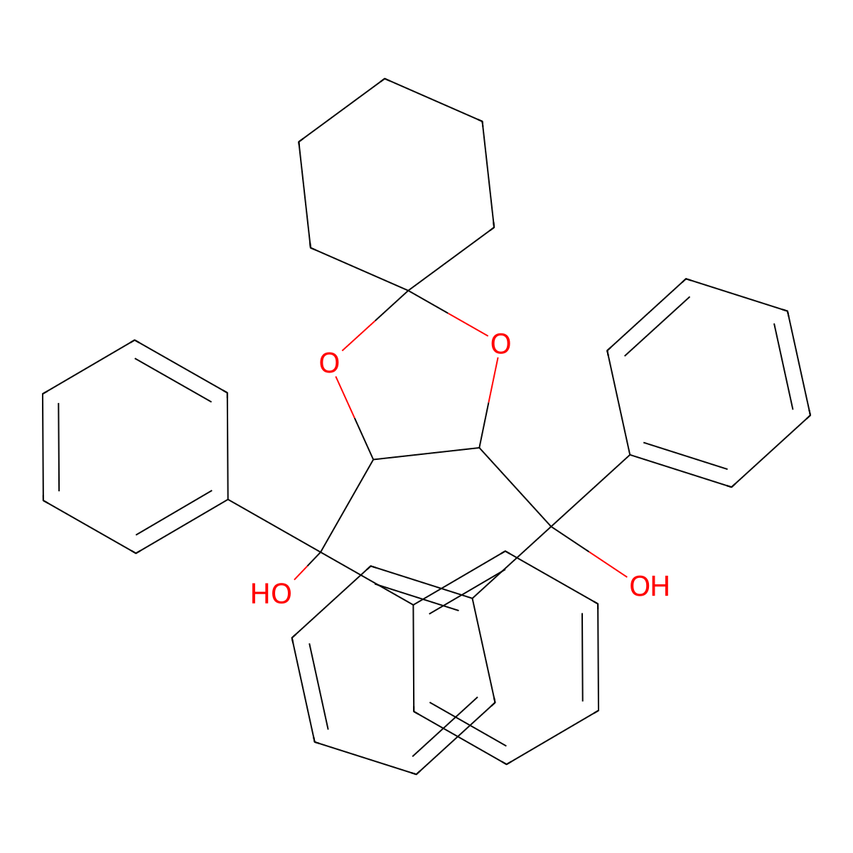 (2S,3S)-1,4-dioxaspiro[4.5]decane-2,3-diylbis(diphenylmethanol) molecular structure, CAS 123287-35-4
