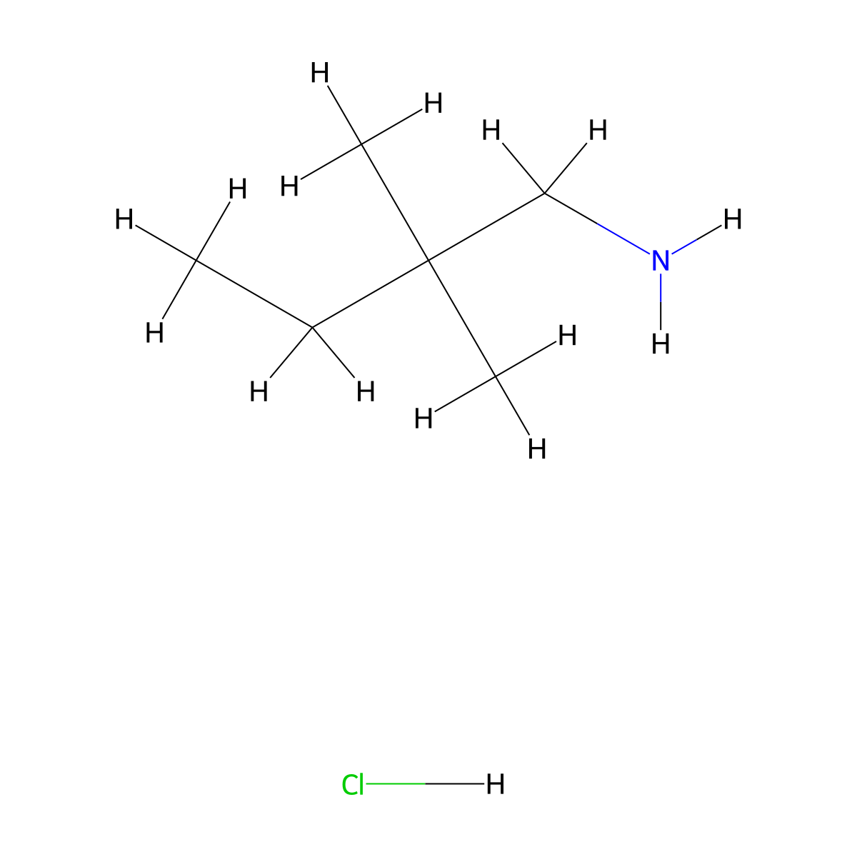 2,2-Dimethylbutan-1-amine hydrochloride molecular structure, CAS 123291-55-4