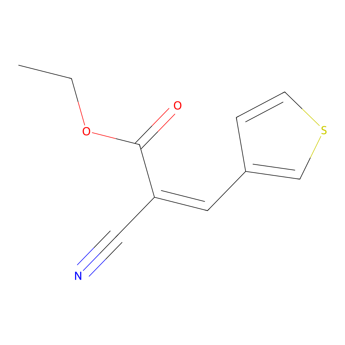 2-Propenoic acid, 2-cyano-3-(3-thienyl)-, ethyl ester, (2E)- molecular structure, CAS 123293-56-1