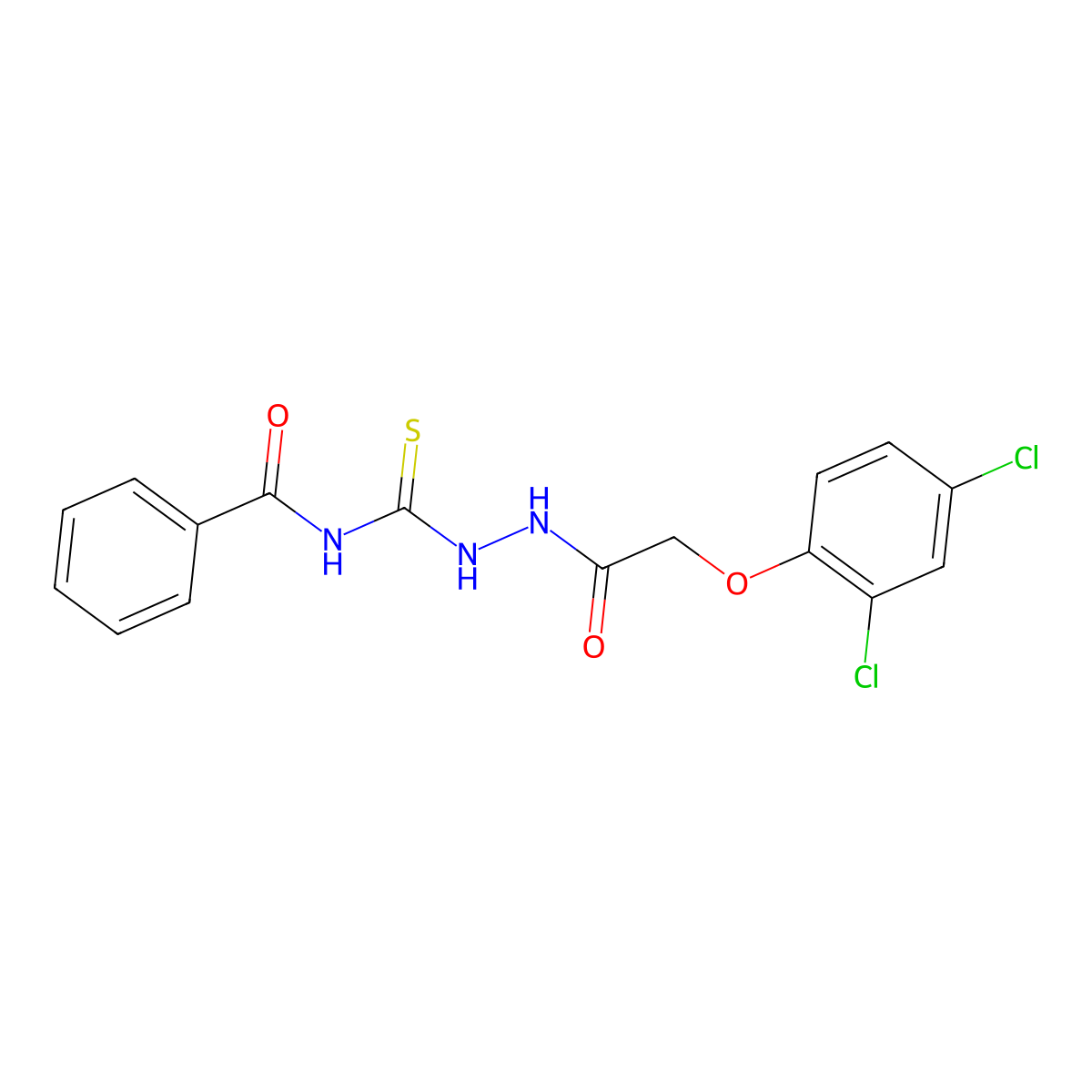 N-(N'-((2,4-Dichloro-phenoxy)-acetyl)-hydrazinocarbothioyl)-benzamide molecular structure, CAS 123296-08-2