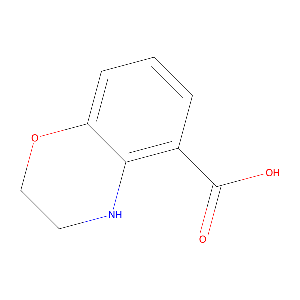 3,4-dihydro-2H-1,4-benzoxazine-5-carboxylic acid molecular structure, CAS 123296-71-9