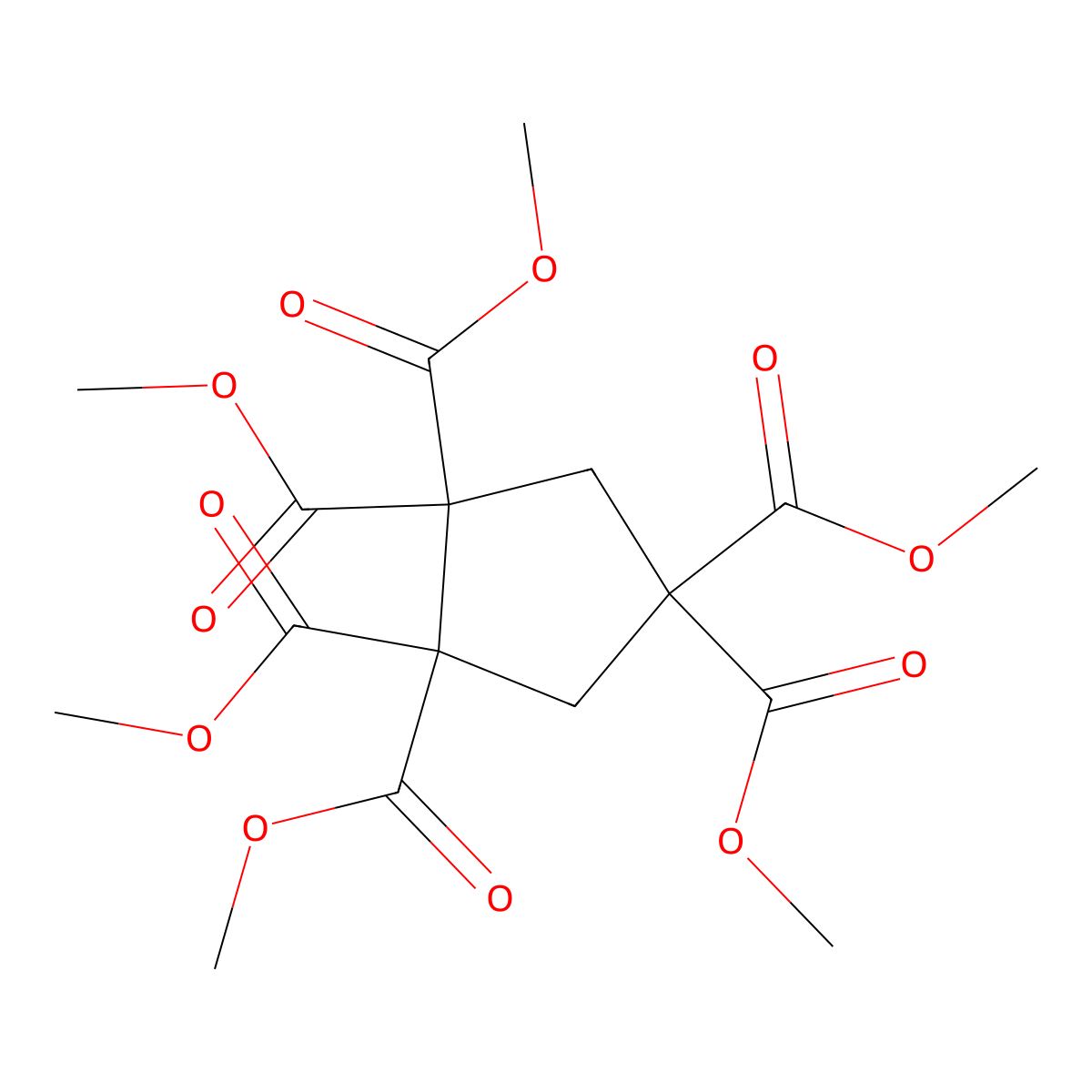 Hexamethyl cyclopentane-1,1,2,2,4,4-hexacarboxylate molecular structure, CAS 123298-12-4