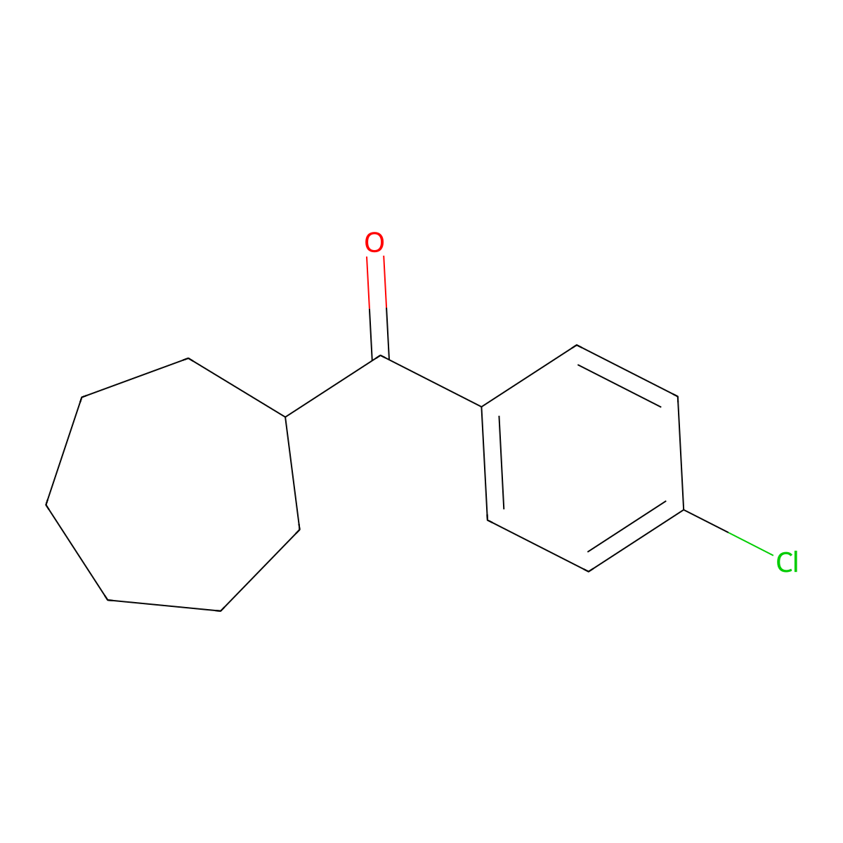 (4-Chlorophenyl)(cycloheptyl)methanone molecular structure, CAS 1233011-42-1
