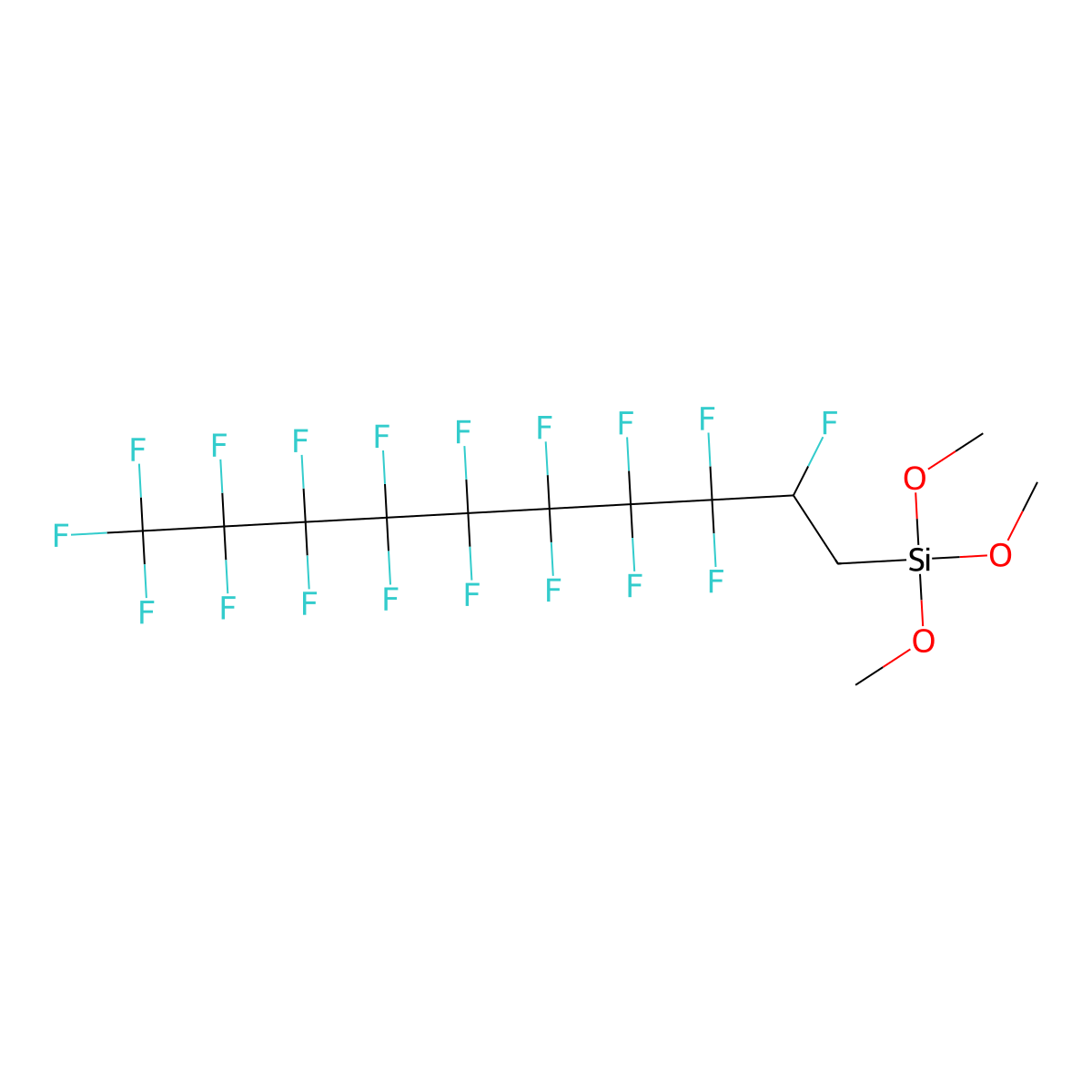 Trimethoxy(2,3,3,4,4,5,5,6,6,7,7,8,8,9,9,10,10,10-octadecafluorodecyl)silane molecular structure, CAS 1233025-64-3