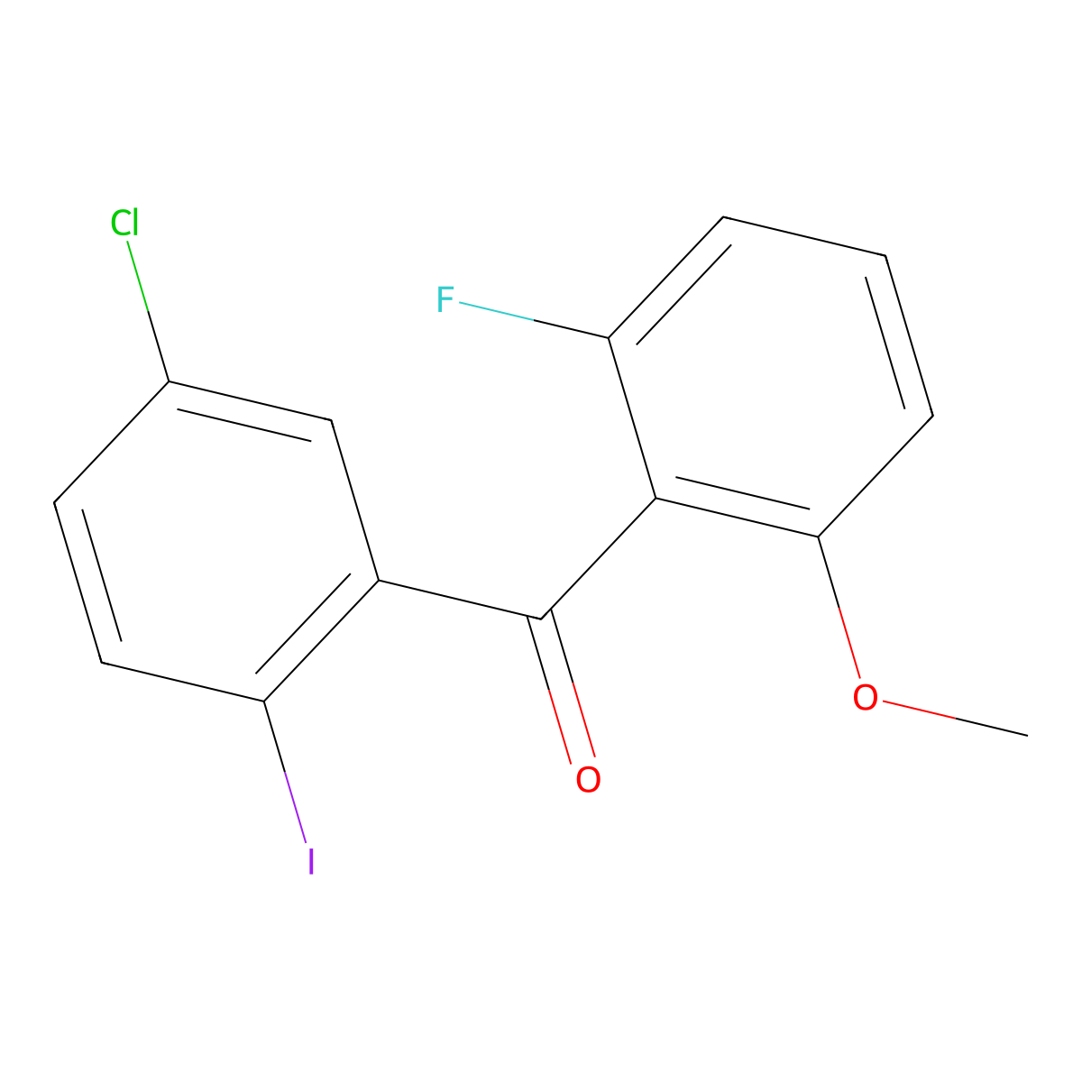 (5-Chloro-2-iodophenyl)(2-fluoro-6-methoxyphenyl)methanone molecular structure, CAS 1233025-91-6