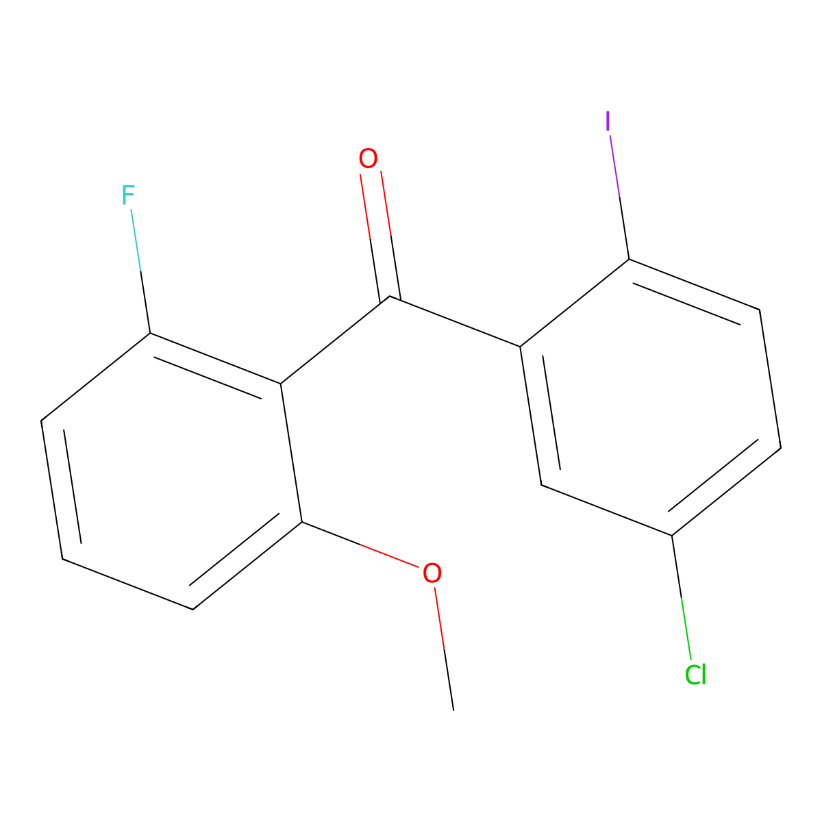 (5-Chloro-2-iodophenyl)(2-fluoro-6-methoxyphenyl)methanone molecular structure, CAS 1233025-91-6