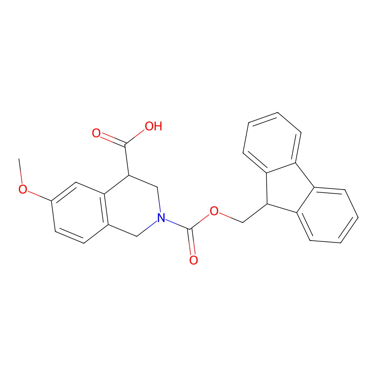 2-(((9H-fluoren-9-yl)methoxy)carbonyl)-6-methoxy-1,2,3,4-tetrahydroisoquinoline-4-carboxylic acid molecular structure, CAS 1233025-96-1