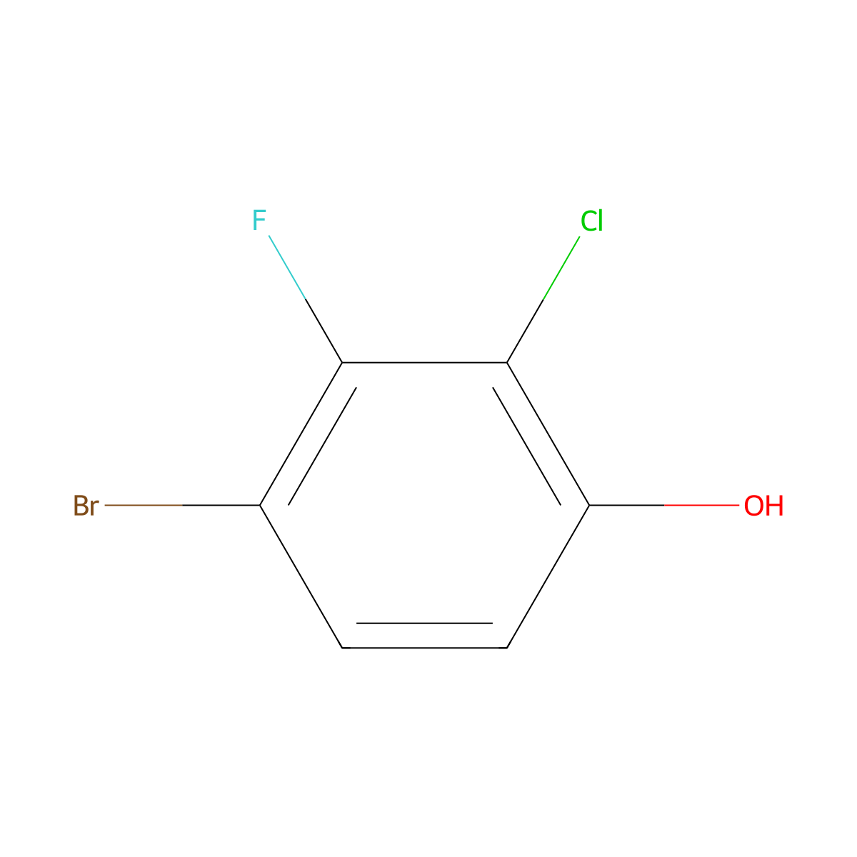 4-Bromo-2-chloro-3-fluorophenol molecular structure, CAS 1233026-52-2