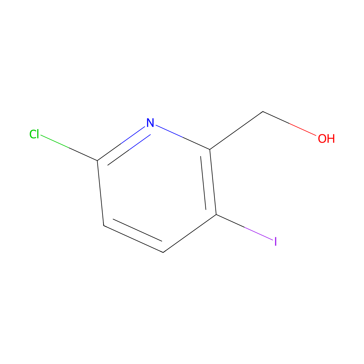 (6-Chloro-3-iodopyridin-2-yl)methanol molecular structure, CAS 1233077-33-2