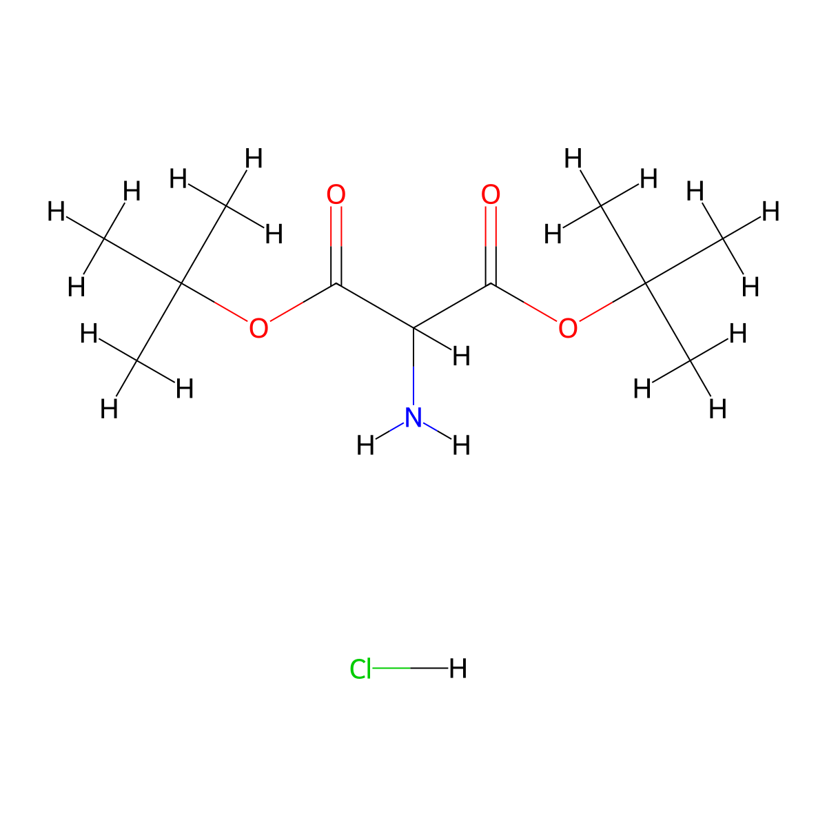 1,3-Di-tert-butyl 2-aminopropanedioate hydrochloride molecular structure, CAS 1233077-81-0