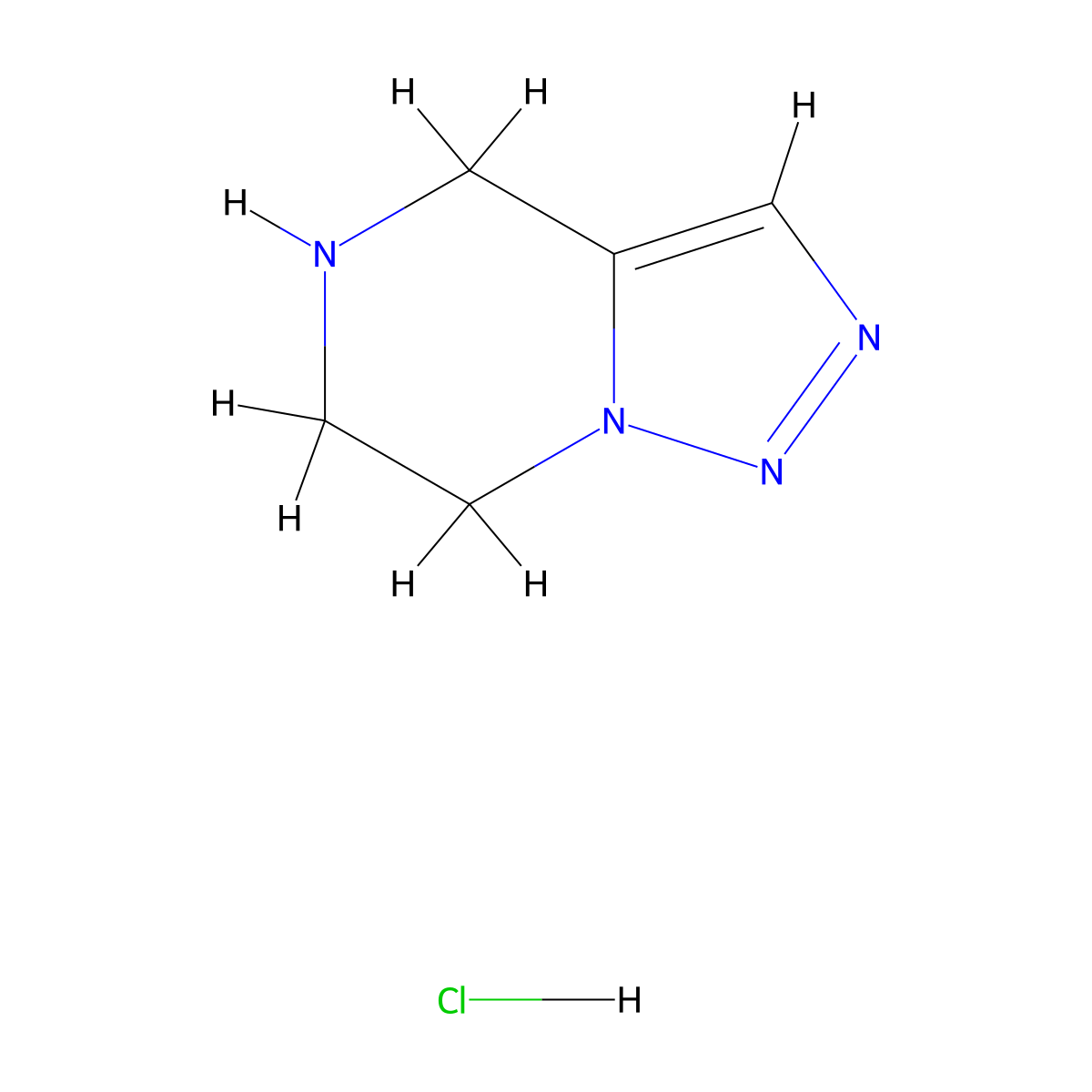 4H,5H,6H,7H-(1,2,3)triazolo(1,5-a)pyrazine hydrochloride molecular structure, CAS 123308-28-1