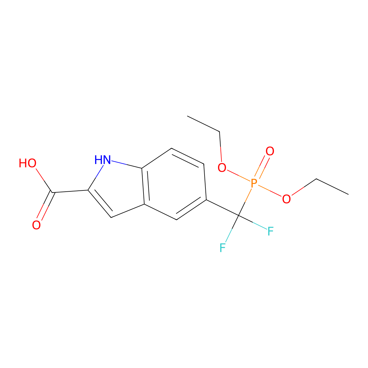 5-((Diethoxyphosphoryl)difluoromethyl)-1H-indole-2-carboxylic acid molecular structure, CAS 1233086-50-4
