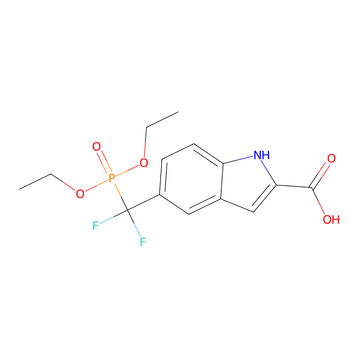 5-((Diethoxyphosphoryl)difluoromethyl)-1H-indole-2-carboxylic acid molecular structure, CAS 1233086-50-4