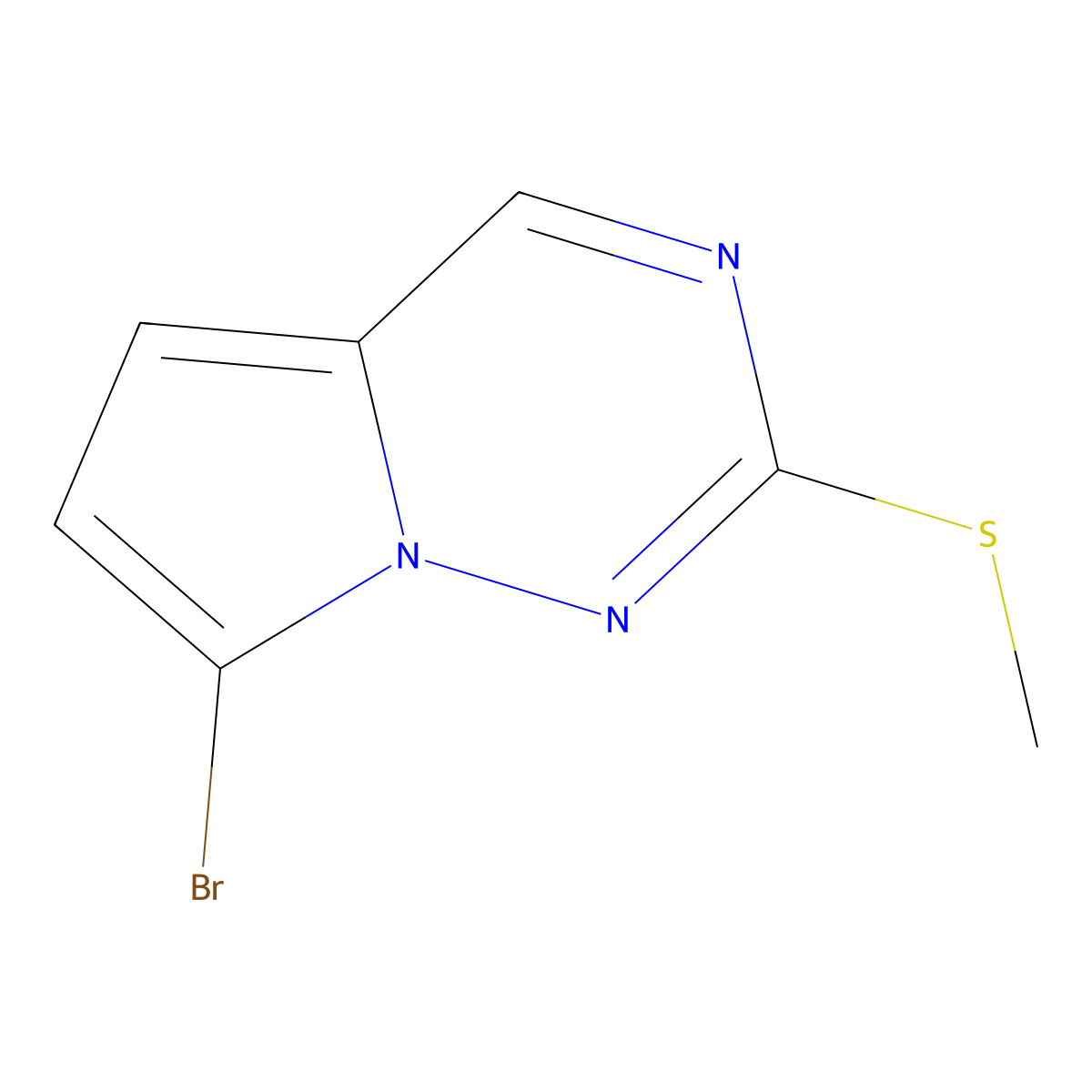 7-Bromo-2-(methylsulfanyl)pyrrolo[2,1-f][1,2,4]triazine molecular structure, CAS 1233094-95-5