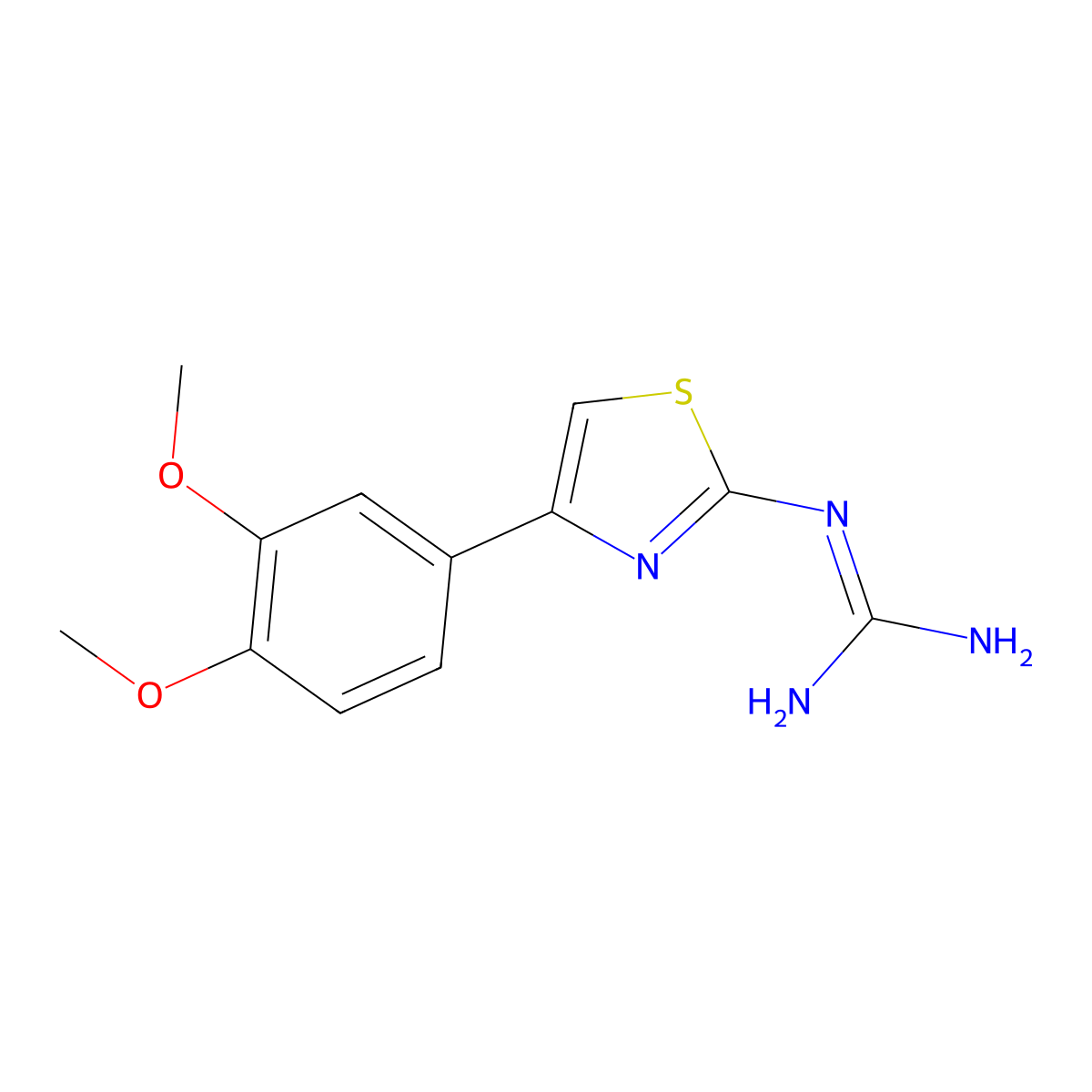 N-[4-(3,4-dimethoxyphenyl)-1,3-thiazol-2-yl]guanidine molecular structure, CAS 123310-03-2