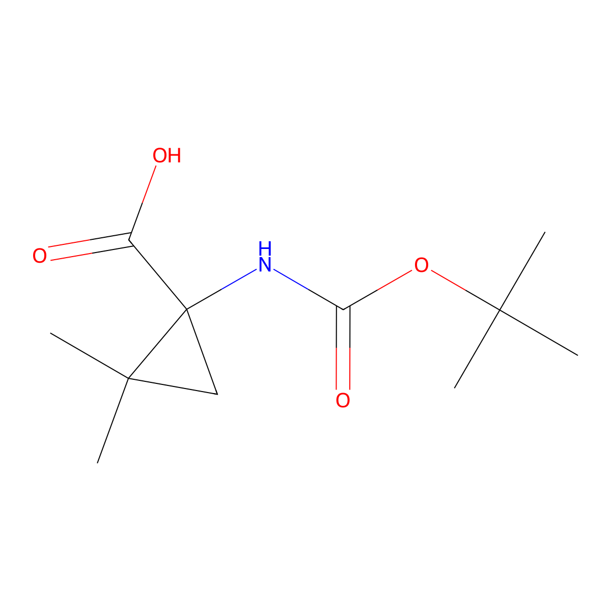 1-(((Tert-butoxy)carbonyl)amino)-2,2-dimethylcyclopropane-1-carboxylic acid molecular structure, CAS 123311-18-2