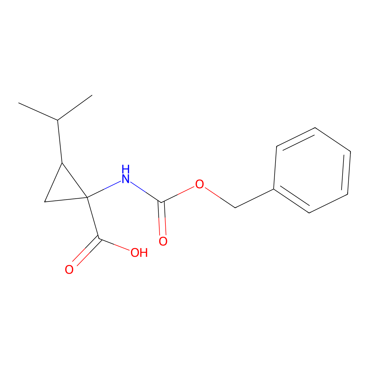 rac-(1R,2S)-1-{[(benzyloxy)carbonyl]amino}-2-(propan-2-yl)cyclopropane-1-carboxylic acid molecular structure, CAS 123311-20-6