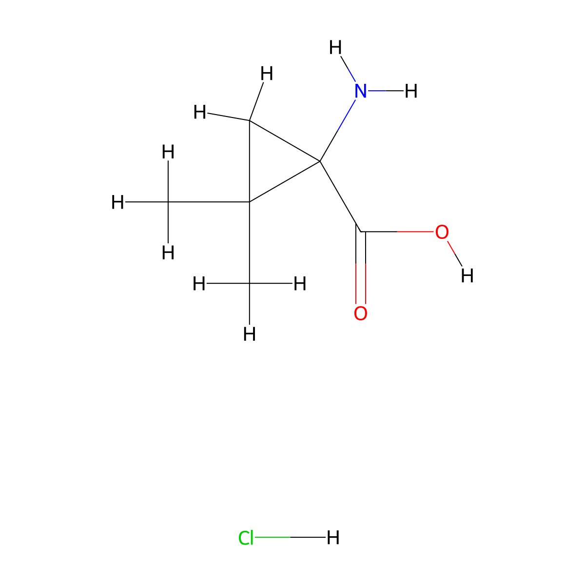1-Amino-2,2-dimethylcyclopropane-1-carboxylic acid hydrochloride molecular structure, CAS 123311-22-8