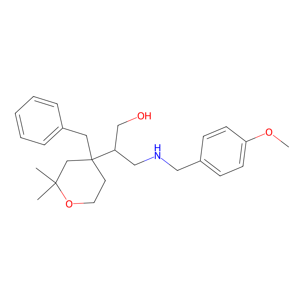 2-(4-Benzyl-2,2-dimethyloxan-4-yl)-3-[(4-methoxyphenyl)methylamino]propan-1-ol molecular structure, CAS 123314-52-3