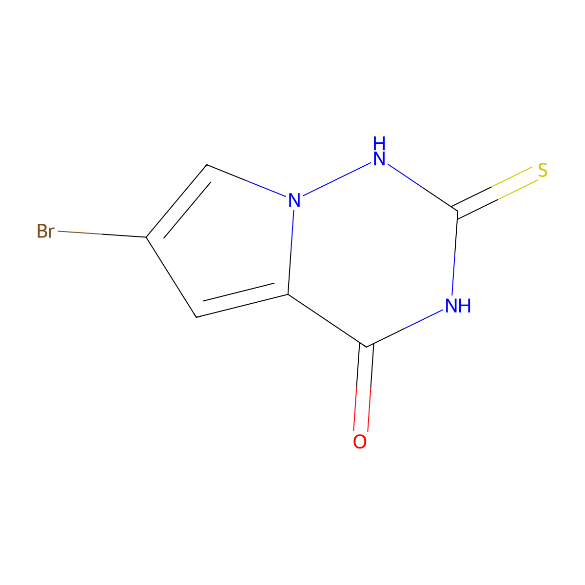 6-Bromo-2-sulfanylidene-2,3-dihydropyrrolo[2,1-f][1,2,4]triazin-4(1H)-one molecular structure, CAS 1233179-29-7