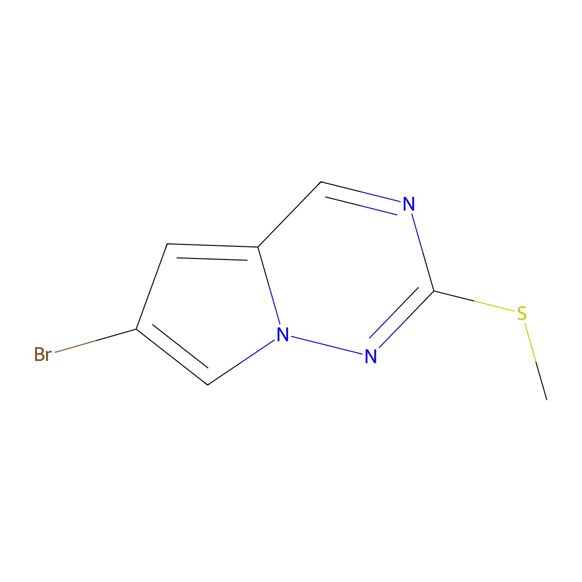 6-Bromo-2-(methylsulfanyl)pyrrolo[2,1-f][1,2,4]triazine molecular structure, CAS 1233179-32-2