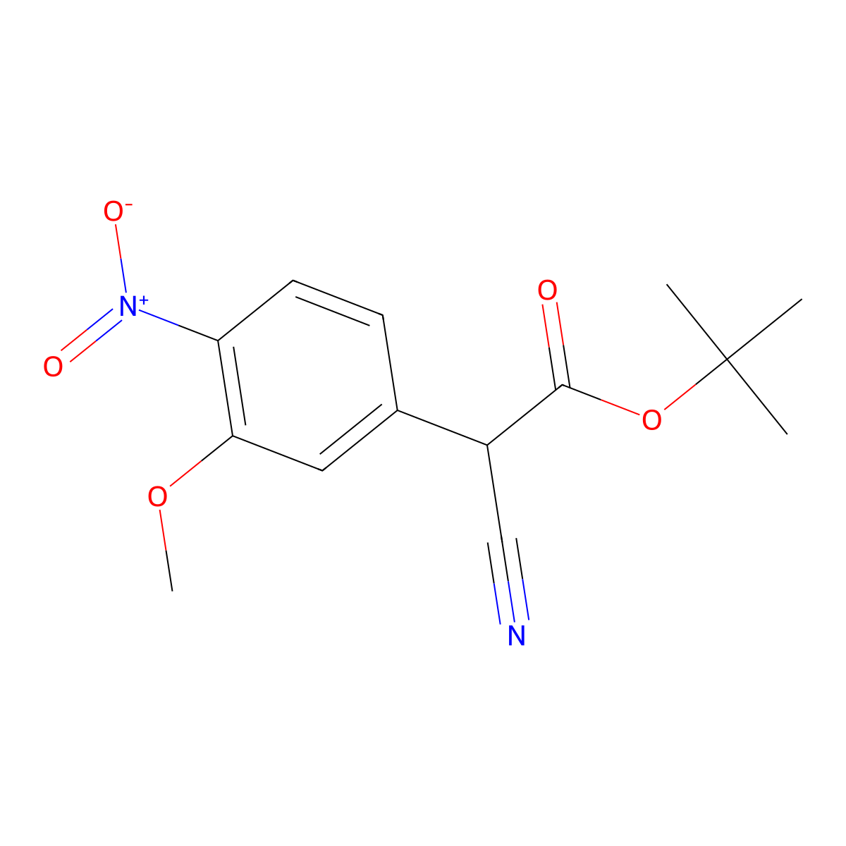 Tert-butyl 2-cyano-2-(3-methoxy-4-nitrophenyl)acetate molecular structure, CAS 1233180-42-1