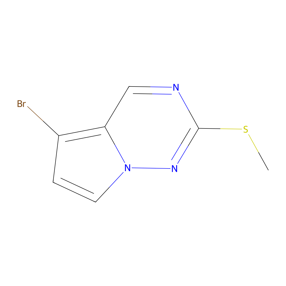 5-Bromo-2-(methylsulfanyl)pyrrolo[2,1-f][1,2,4]triazine molecular structure, CAS 1233181-67-3