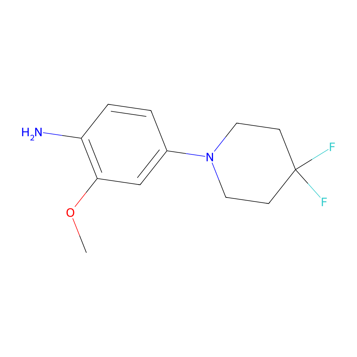 4-(4,4-Difluoropiperidin-1-yl)-2-methoxyaniline molecular structure, CAS 1233184-63-8