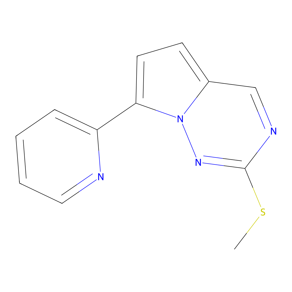 2-(Methylsulfanyl)-7-(pyridin-2-yl)pyrrolo[2,1-f][1,2,4]triazine molecular structure, CAS 1233186-32-7