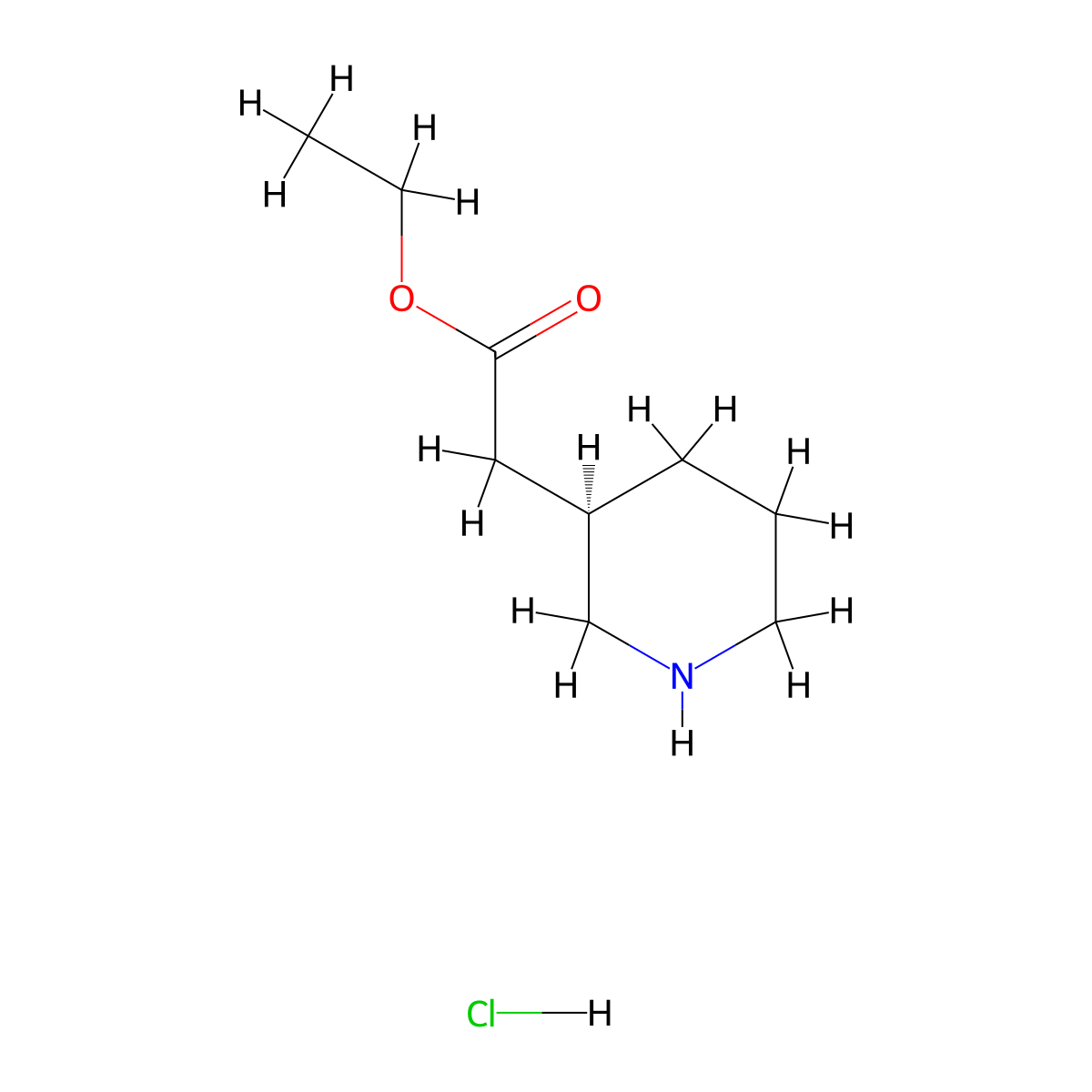 (R)-Ethyl 2-(piperidin-3-yl)acetate hydrochloride molecular structure, CAS 1233200-48-0