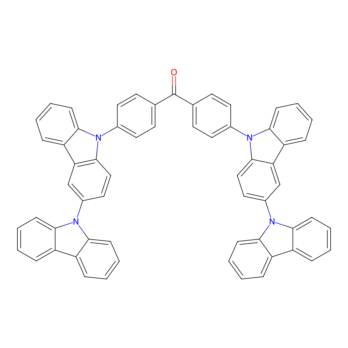 Bis(4-(9H-[3,9'-bicarbazol]-9-yl)phenyl)methanone molecular structure, CAS 1233215-35-4