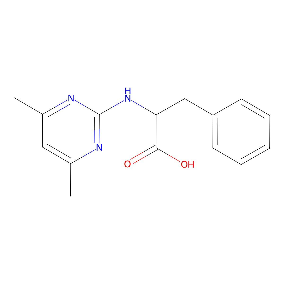 2-[(4,6-Dimethylpyrimidin-2-yl)amino]-3-phenylpropanoic acid molecular structure, CAS 1233218-27-3