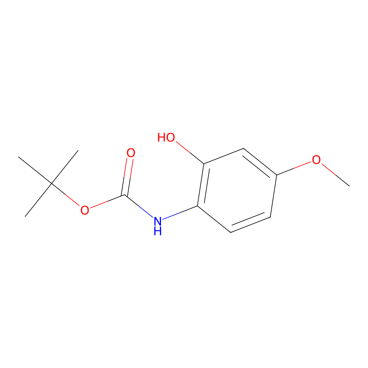 Tert-butyl (2-hydroxy-4-methoxyphenyl)carbamate molecular structure, CAS 1233228-08-4