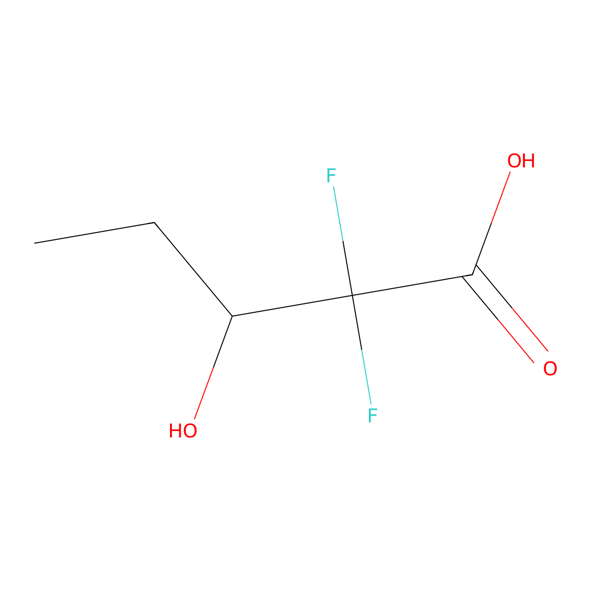 2,2-Difluoro-3-hydroxypentanoic acid molecular structure, CAS 1233233-76-5