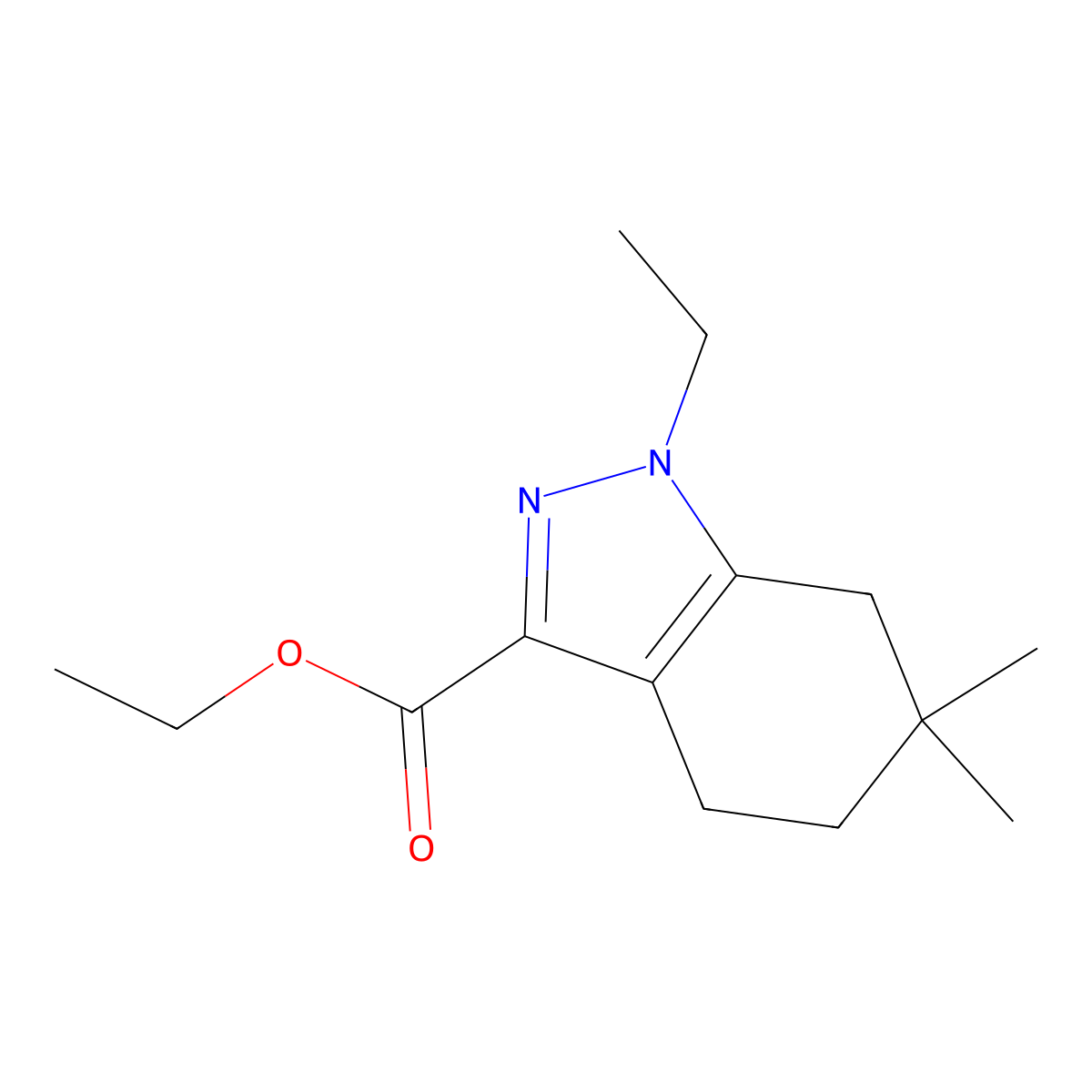 Ethyl 1-ethyl-6,6-dimethyl-4,5,6,7-tetrahydro-1h-indazole-3-carboxylate molecular structure, CAS 1233243-54-3