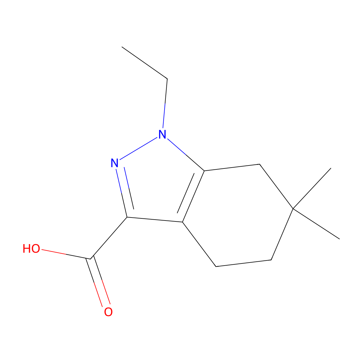 1-Ethyl-6,6-dimethyl-4,5,6,7-tetrahydro-1h-indazole-3-carboxylic acid molecular structure, CAS 1233243-55-4