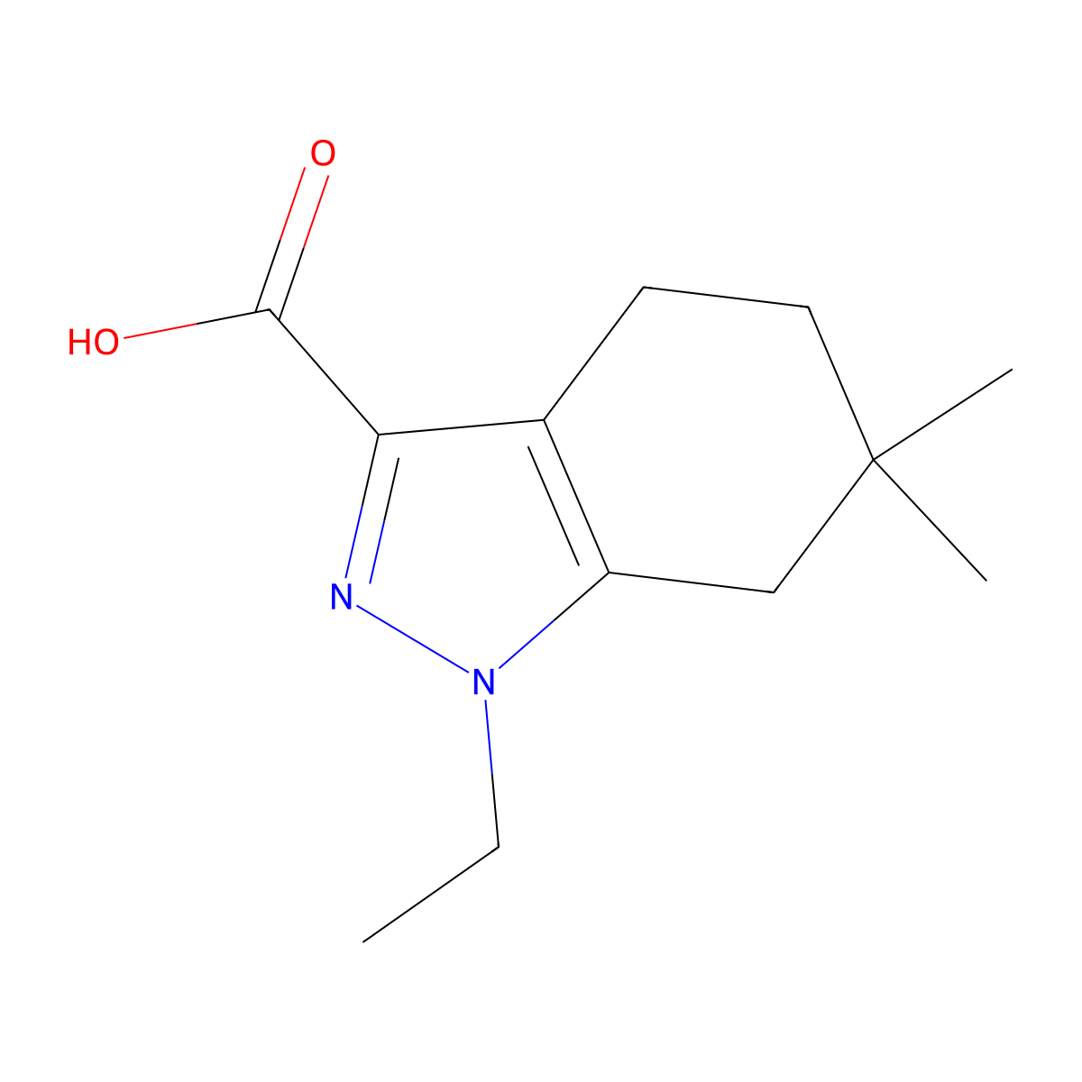 1-Ethyl-6,6-dimethyl-4,5,6,7-tetrahydro-1h-indazole-3-carboxylic acid molecular structure, CAS 1233243-55-4