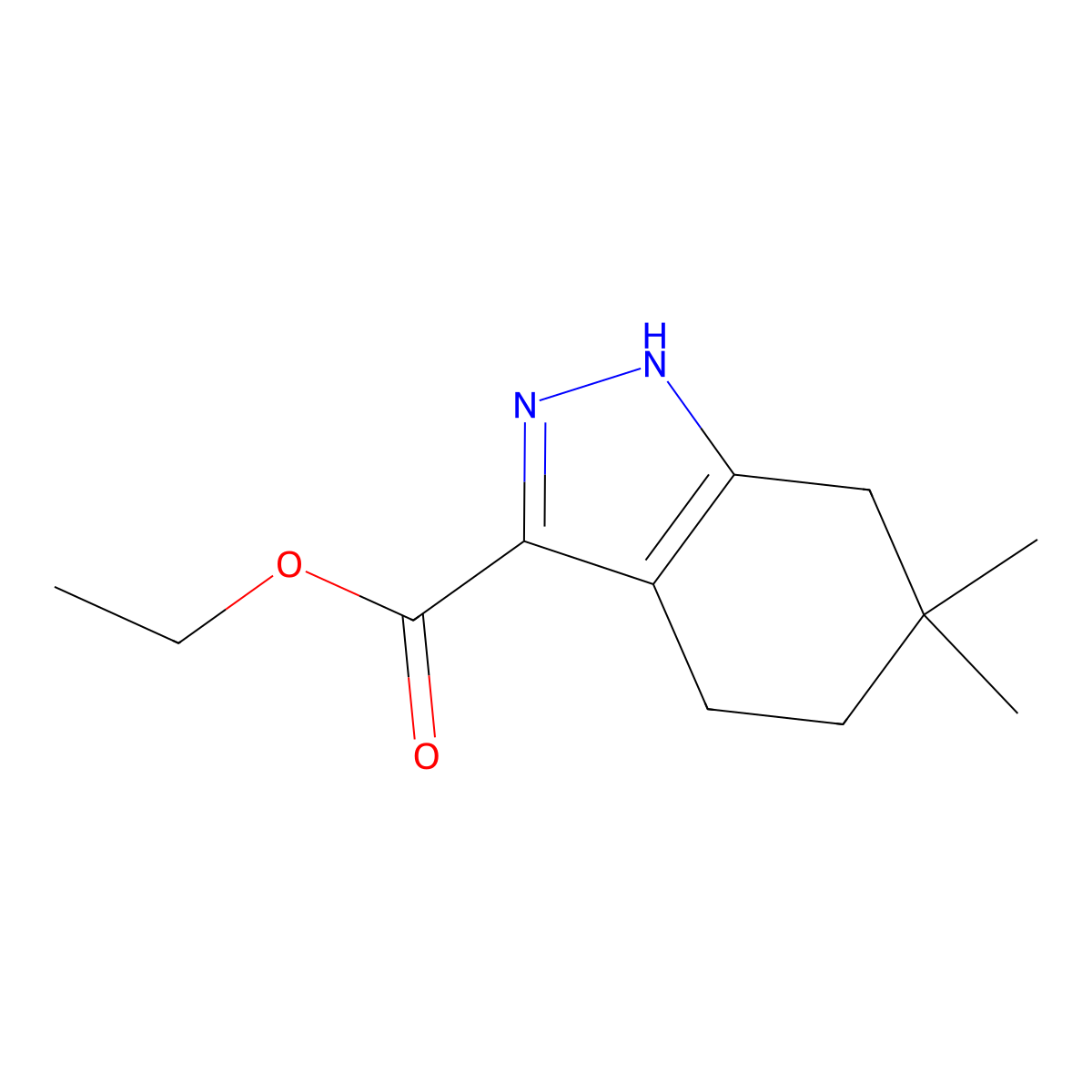 6,6-Dimethyl-4,5,6,7-tetrahydro-1H-indazole-3-carboxylic acid ethyl ester molecular structure, CAS 1233243-56-5