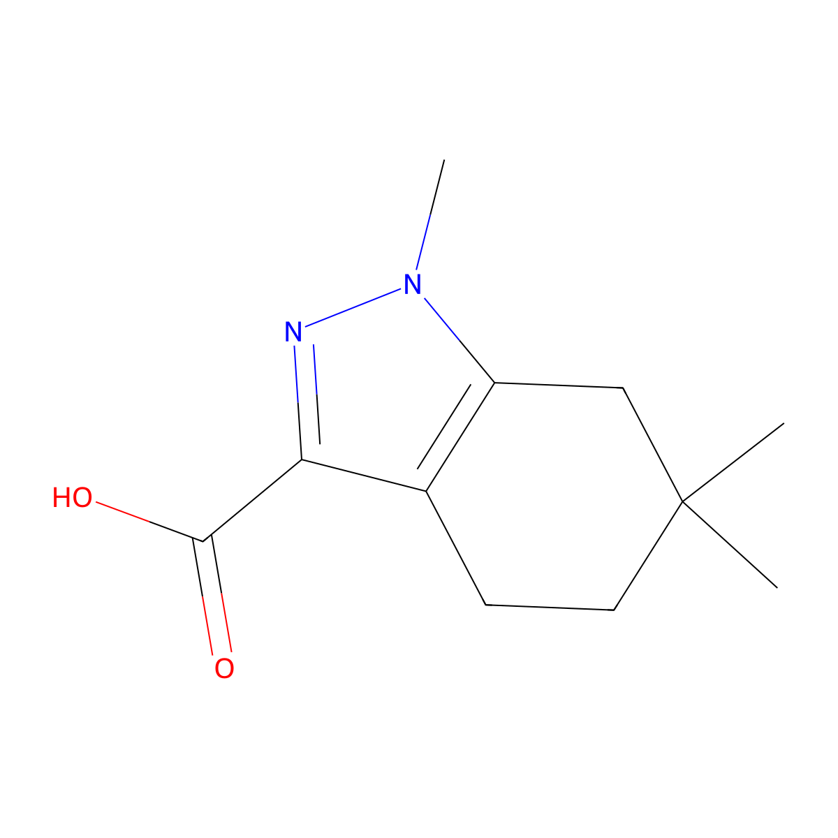 1,6,6-Trimethyl-4,5,6,7-tetrahydro-1h-indazole-3-carboxylic acid molecular structure, CAS 1233243-59-8
