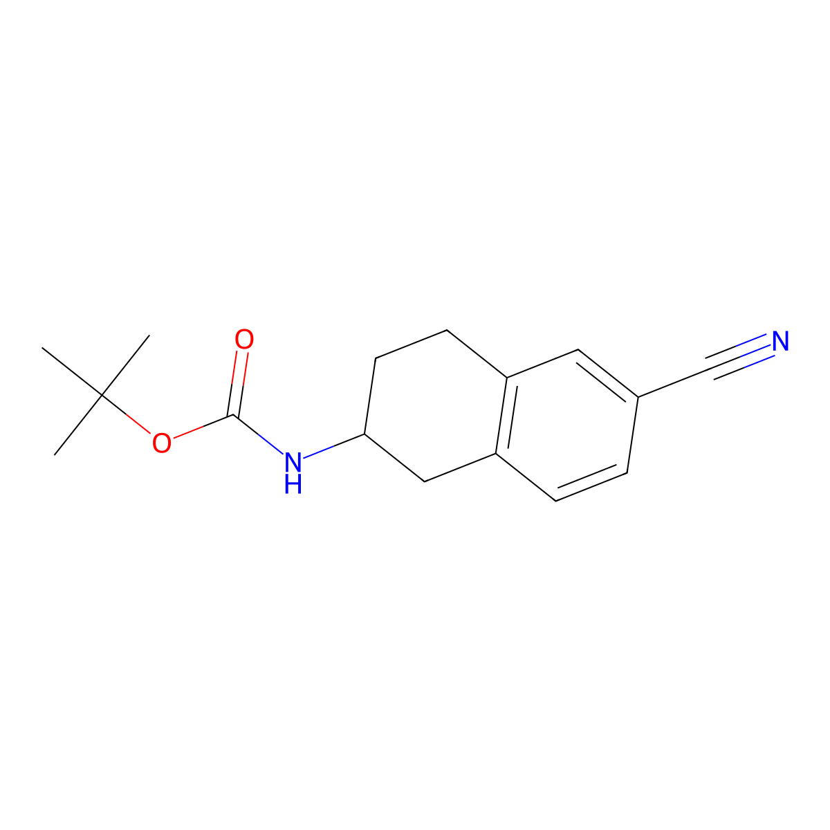 Tert-butyl 6-cyano-1,2,3,4-tetrahydronaphthalen-2-ylcarbamate molecular structure, CAS 1233244-21-7