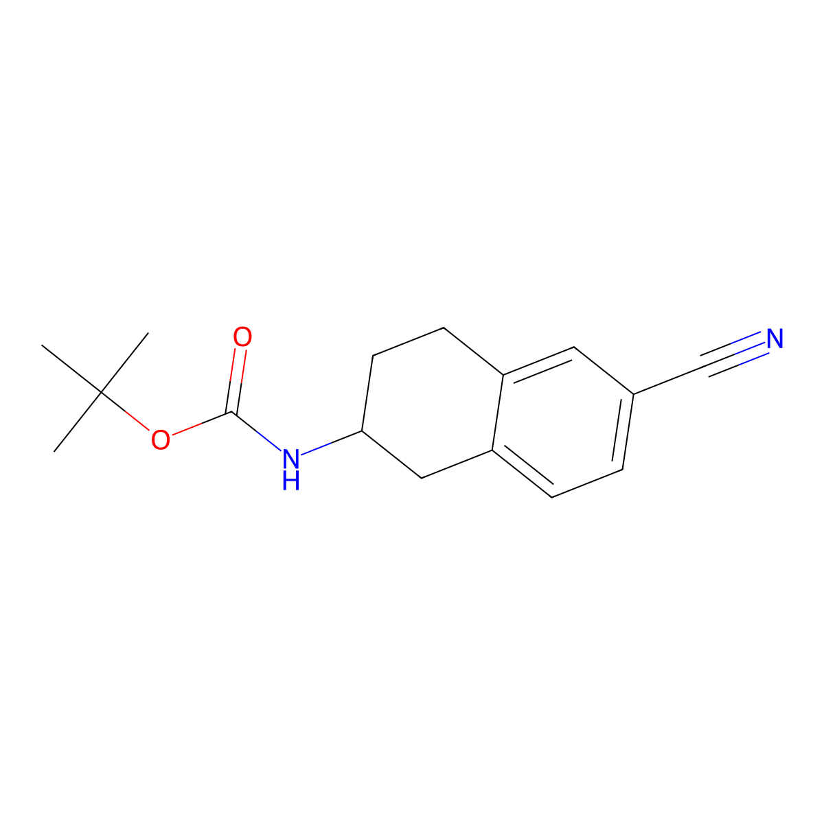 Tert-butyl 6-cyano-1,2,3,4-tetrahydronaphthalen-2-ylcarbamate molecular structure, CAS 1233244-21-7