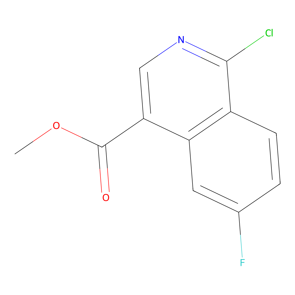 Methyl 1-chloro-6-fluoroisoquinoline-4-carboxylate molecular structure, CAS 1233250-02-6