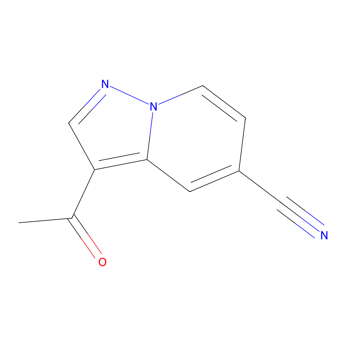 3-Acetylpyrazolo[1,5-a]pyridine-5-carbonitrile molecular structure, CAS 1233326-33-4
