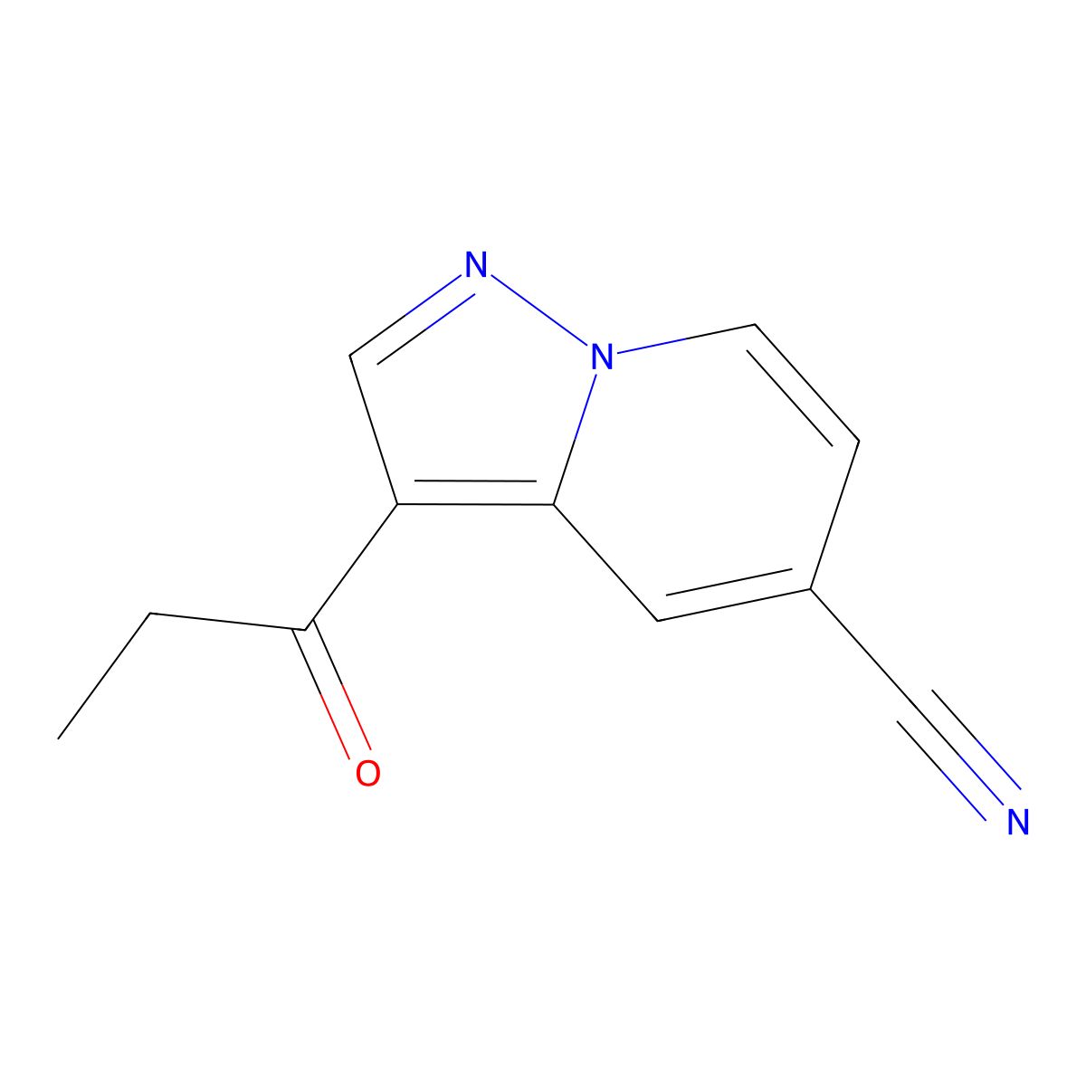 3-Propionylpyrazolo[1,5-a]pyridine-5-carbonitrile molecular structure, CAS 1233326-34-5