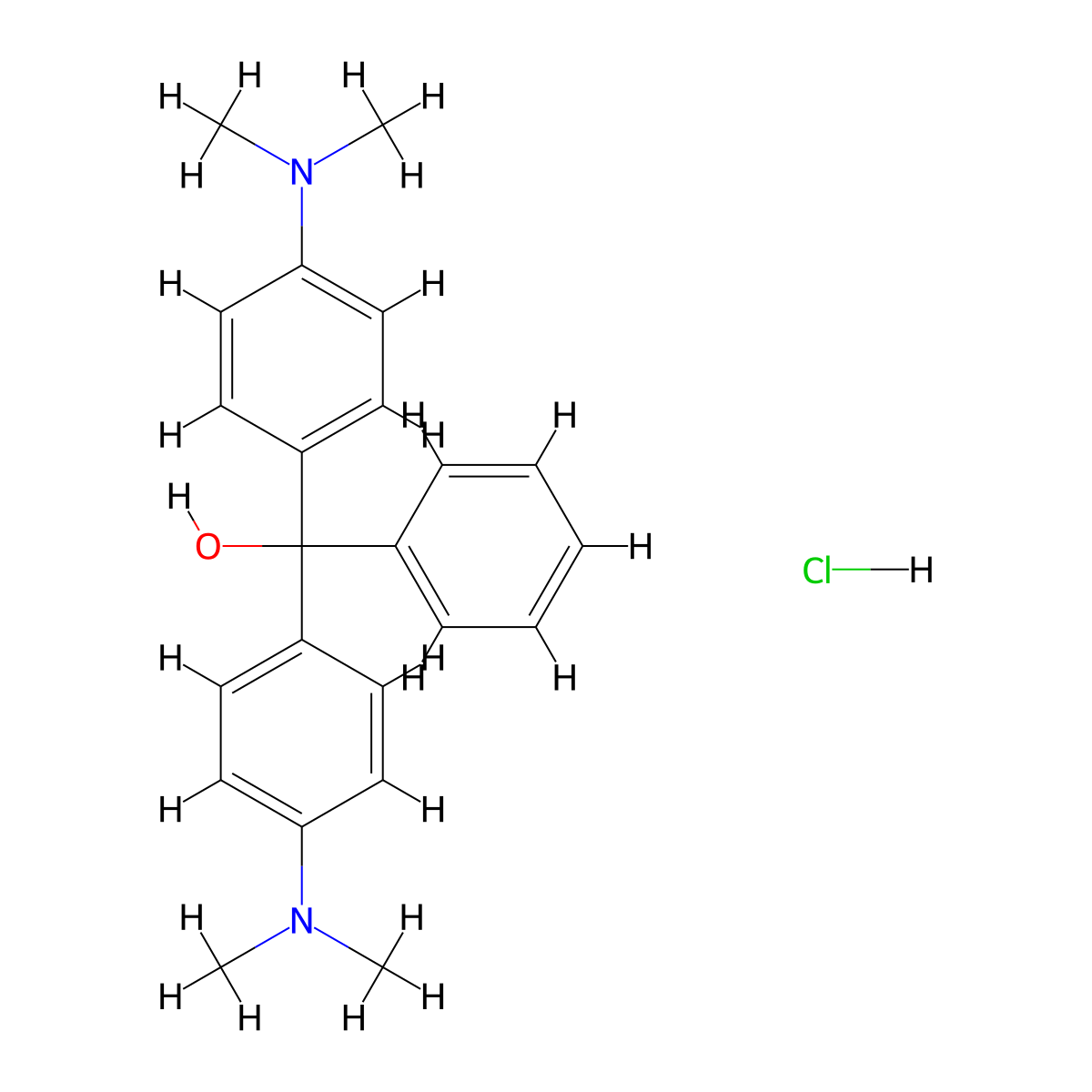 Bis(4-(dimethylamino)phenyl)(phenyl)methanol--hydrogen chloride (1/1) molecular structure, CAS 123333-61-9