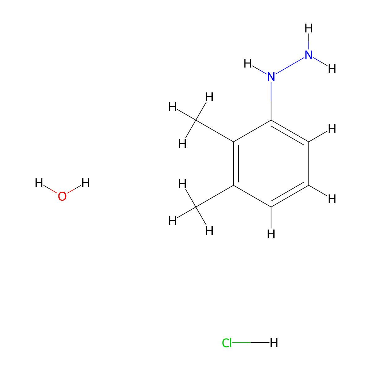 2,3-Dimethylphenylhydrazine hydrochloride hydrate molecular structure, CAS 123333-92-6