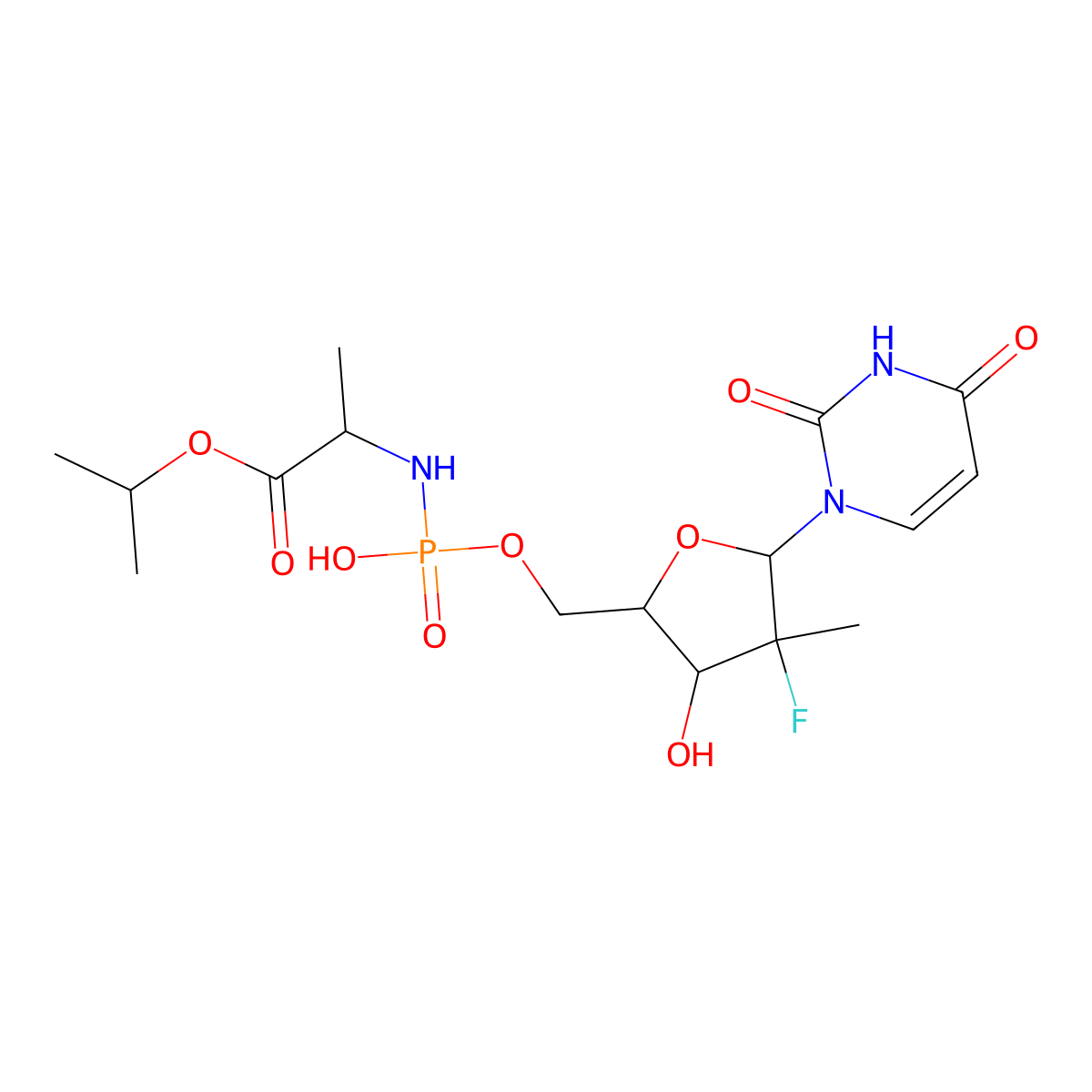 O-Desphenyl Sofosbuvir molecular structure, CAS 1233335-82-4