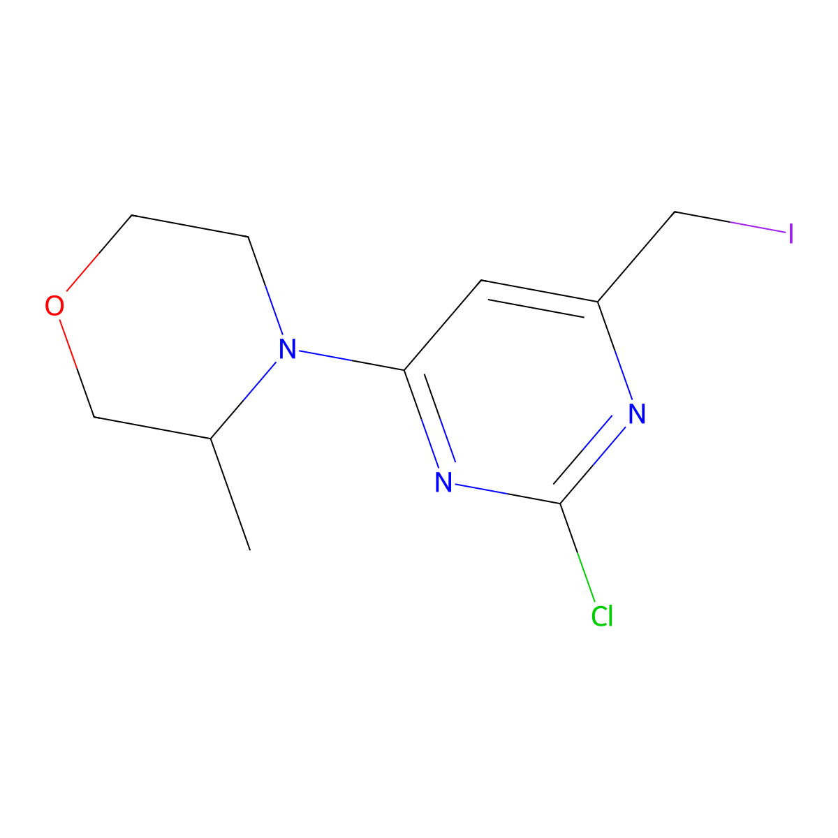 (R)-4-(2-chloro-6-(iodomethyl)pyrimidin-4-yl)-3-methylmorpholine molecular structure, CAS 1233339-72-4