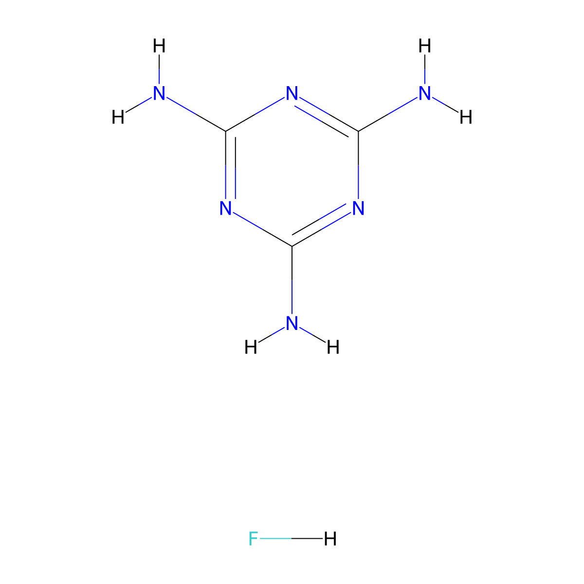 Melamine hydrogen flouride molecular structure, CAS 123334-03-2